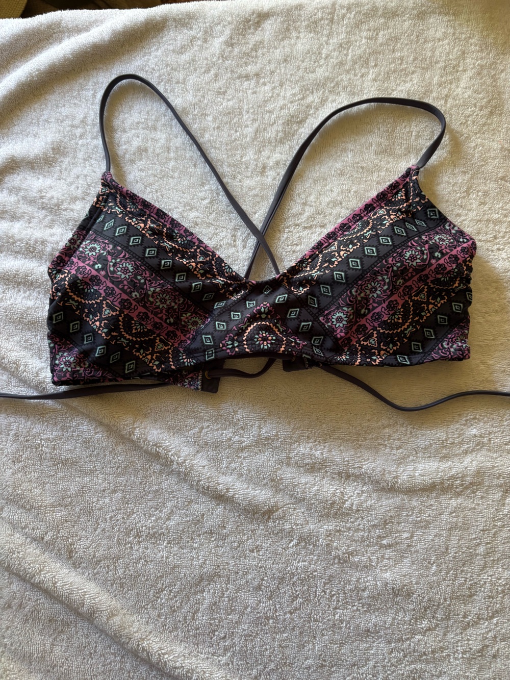 Xhilaration Boho Bikini Top with Pink and Blue Pattern
